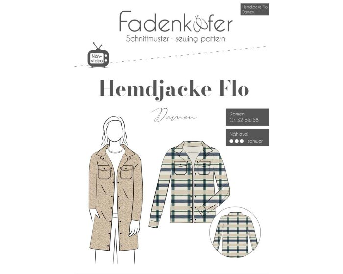Damen-Schnittmuster Hemdjacke FLO, fadenkäfer