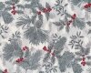 Metallic-Patchworkstoff HOLIDAY FLOURISH, Ilex und Zapfen, weiß-silber, Robert Kaufman