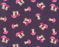 Baumwolljersey FUNNY CHAMPI, Pilze, pflaume, Hilco