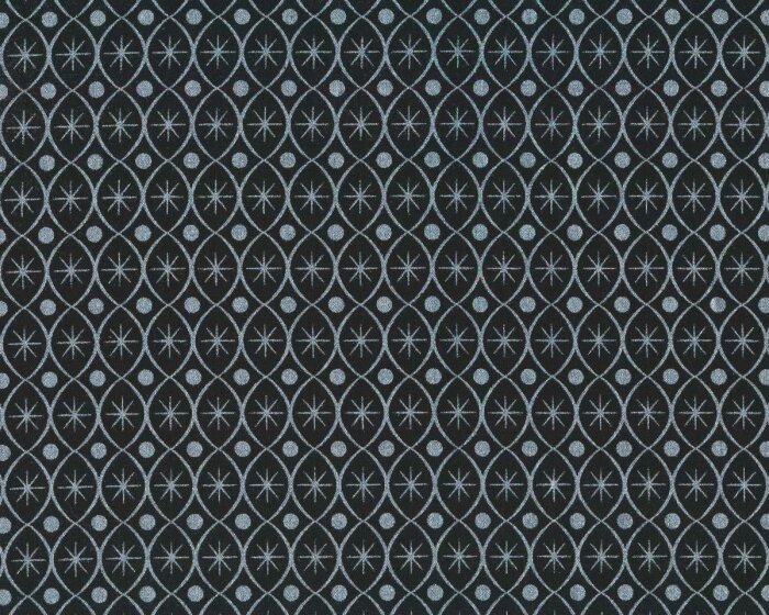 Metallic-Patchworkstoff HOLIDAY FLOURISH, Stern-Ornamente, schwarz-silber, Robert Kaufman