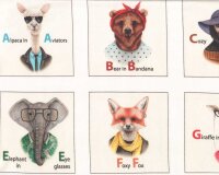 Zweigeteiltes Reststück 60-cm-Rapport Patchworkstoff...