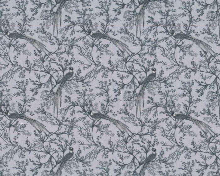 Westfalenstoffe VERSAILLES kbA, Vögel, mittelgrau-anthrazit