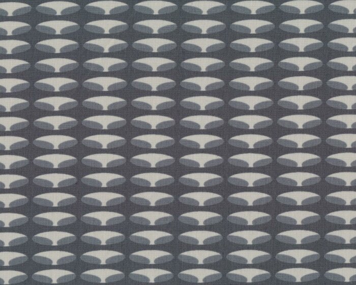 20 cm Reststück Patchworkstoff MODERN NEUTRALS, Ovale im Oval, dunkelgrau-grau, Moda Fabrics
