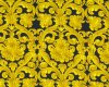 70 cm Reststück Italienischer Designer-Seidensatin ANTAOS, Brokatmuster, gelb-schwarz