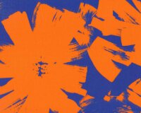 Viskosestoff HOLLY, große Blüten, blau-orange, Hilco
