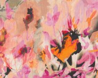 Feinleinen NICOLA, Blumen-Print, rosa-orange, Hilco