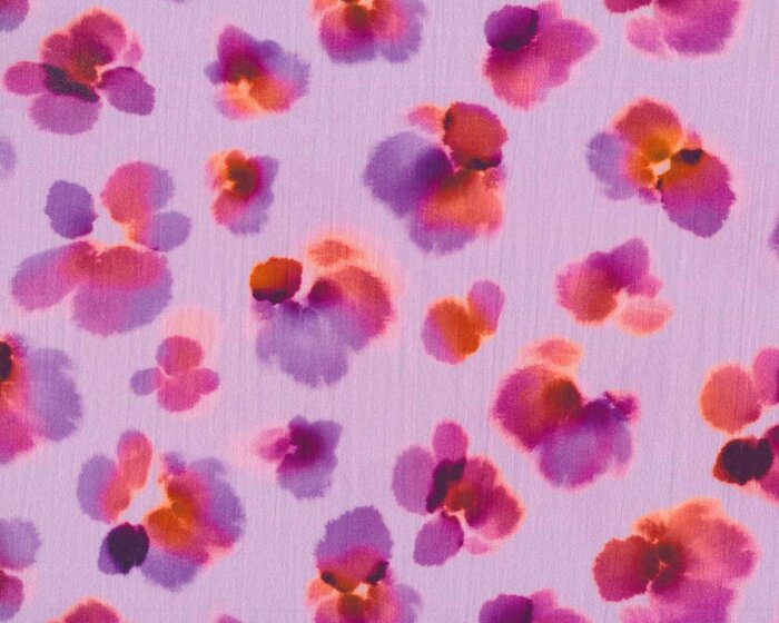 Baumwollstoff Popeline TAIRA, Aquarell-Blüten, lavendel, Hilco