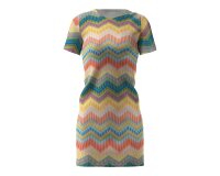 Viskosejersey CORALIE, Zacken, orange-blau, Hilco