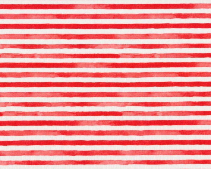 Baumwolljersey OCEAN STRIPE, Streifen, weiß-rot, Hilco