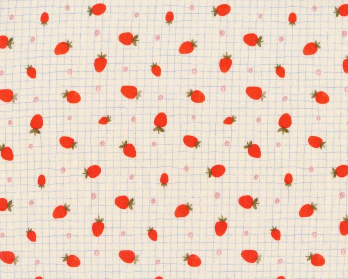 Baumwoll-Popeline EMILIE, Erdbeeren, creme-rot, Hilco
