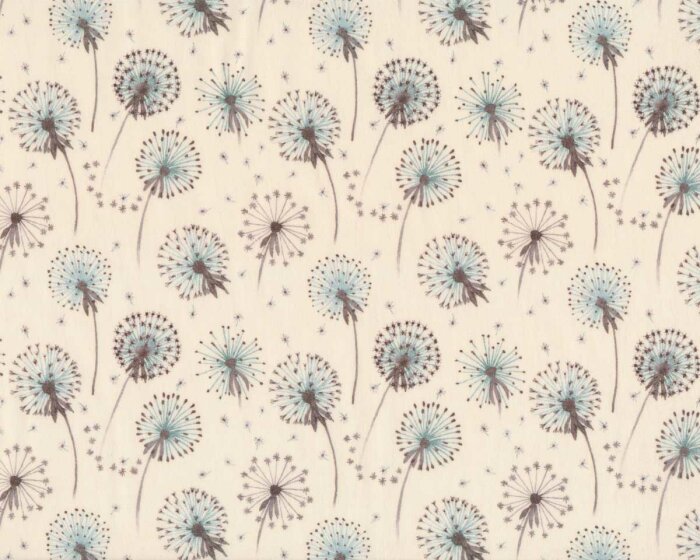 Baumwoll-Popeline EMILIE, Pusteblume, creme-blau, Hilco
