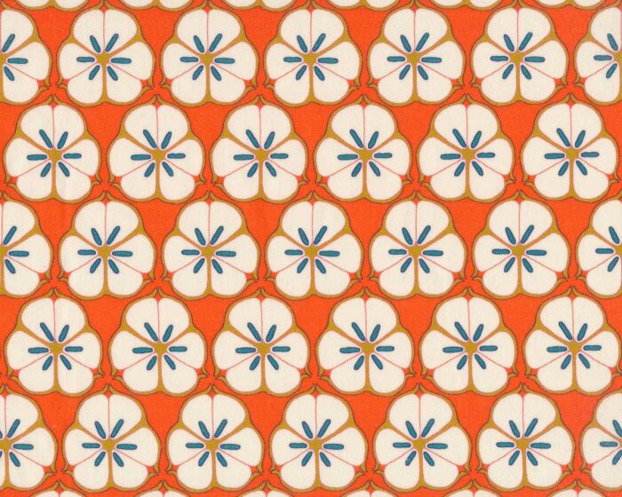 Baumwoll-Popeline EMILIE, Fruchtknotenquerschnitt, rot-wollweiß, Hilco