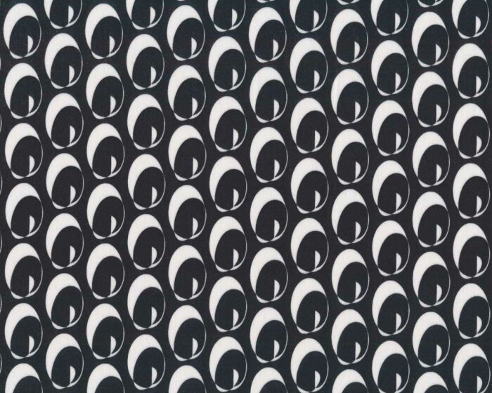 Baumwoll-Popelinestoff mit Stretch ICON, Ovale, schwarz-weiß, Hilco