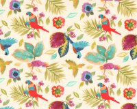 Baumwolljersey JUNGLE BIRD, Papagei und Blätter, Hilco