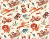 Baumwolljersey SAFARI FRIENDS, Comic-Tiere, braun, Hilco
