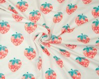 Baumwolljersey ERDBEERE, weiß-aprikot, Hilco