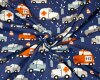Baumwolljersey AUTOS, Polizei und Krankenwagen, dunkelblau, Hilco
