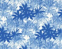 Viskosestoff ONNA, Palmen-Blätter, blau, Hilco