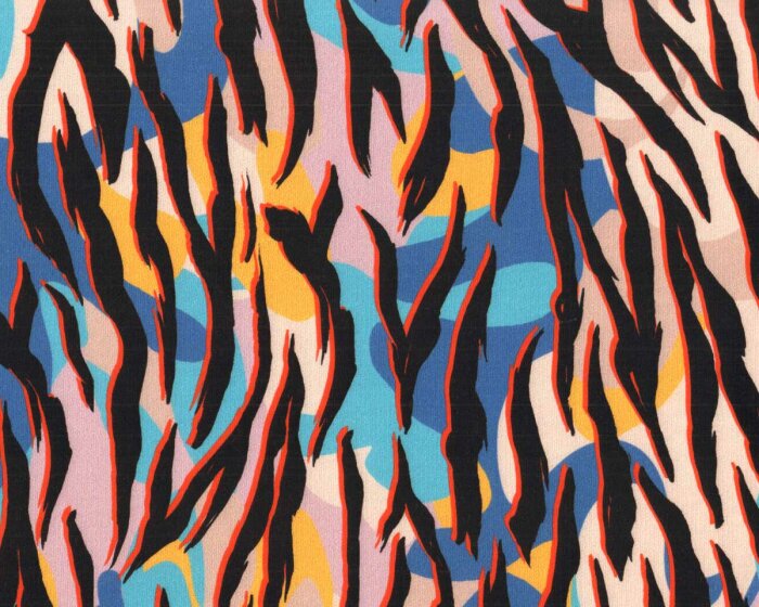 Sweatstoff French Terry JESSE, Zebra-Streifen, türkis-schwarz, Hilco