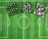 Baumwollstoff FUSSBALL, Fußbälle, schwarz-grau, Swafing