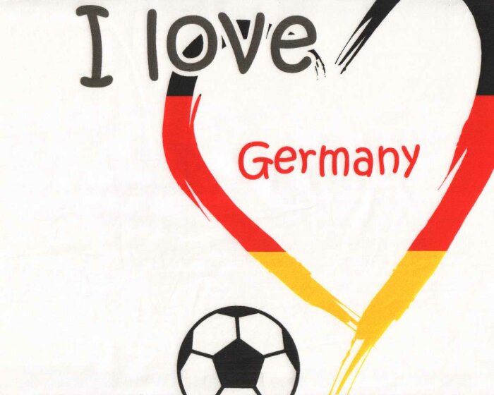 90-cm-Panel Baumwolljersey SOCCER, Schrift und Herz, weiß, Swafing