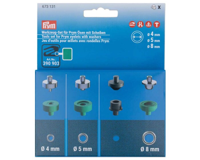 Vario Creative Tool Zusatz-Werkzeug für Ösen mit Scheiben, 4, 5 und 8 mm, Prym