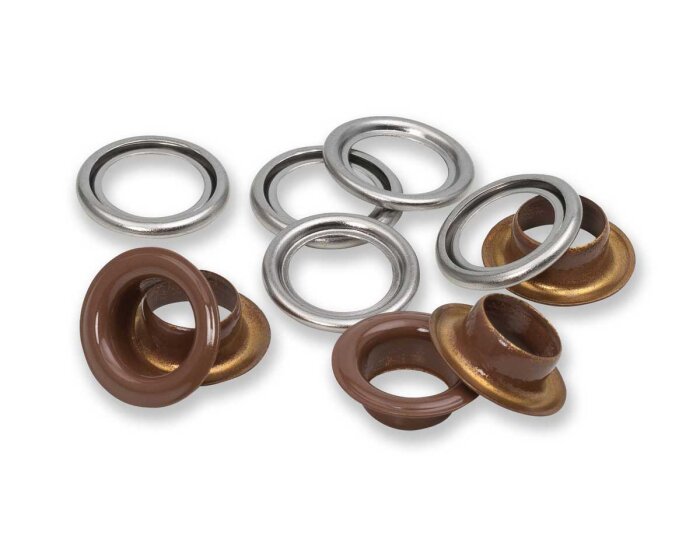 Vario Creative Tool ÖSEN MIT SCHEIBEN, 11 Farben in 3 Größen, Prym 11 mm dunkelbraun