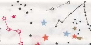 Baumwoll-Schrägband CIELO, Sternbilder, 3 Farben weiß 18 mm