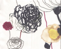 Dekostoff KIRA, Blumen, Überbreite, halbtransparent Saum & Viebahn