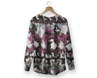Designer Seidensatin PINTO, Pixel-Muster, grau-lila