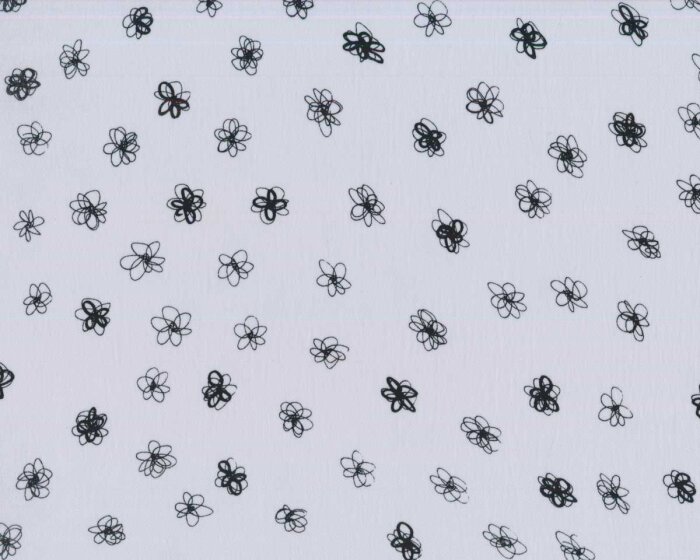 Italienischer Chiffonstoff FLORESSA, Skizzen-Blüten, hellblau