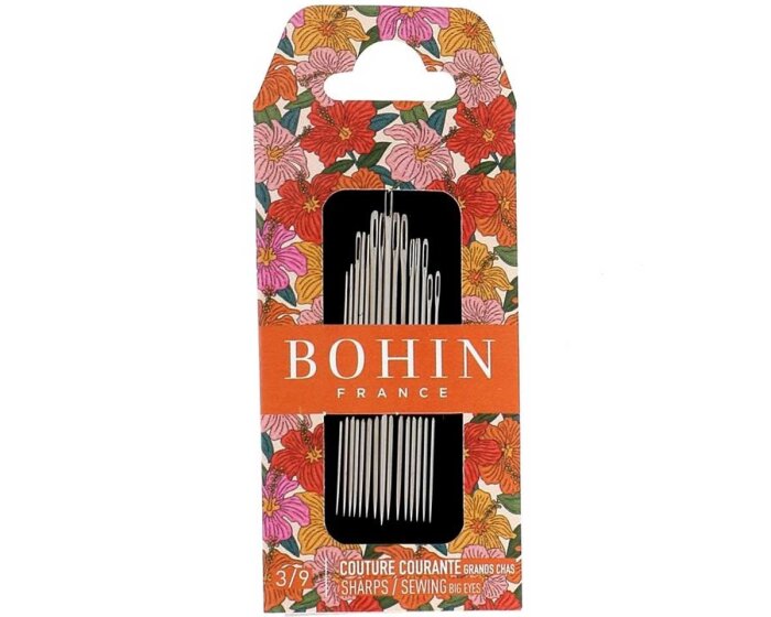 Nähnadeln SHARPS zum Nähen, 3/9 Big Eye sortiert, Bohin orange