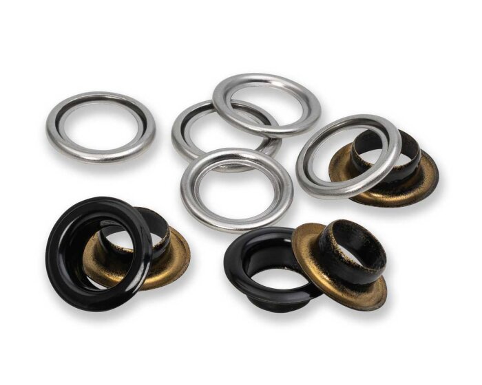 Vario Creative Tool ÖSEN MIT SCHEIBEN, 11 Farben in 3 Größen, Prym 8 mm schwarz