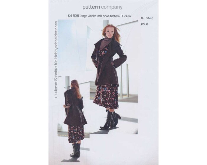 Schnittmuster LANGE JACKE MIT ERWEITERTEM RÜCKEN, pattern company