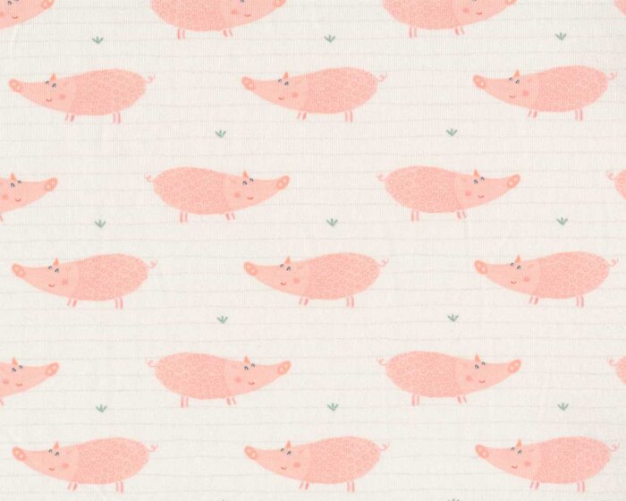 Baumwolljersey FARM LIFE, Schwein, lachsrot, Hilco
