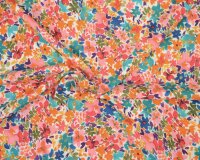 Viskosestoff FIORI, Streublümchen, orange-fuchsia, Hilco