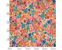 Viskosestoff FIORI, Streublümchen, orange-fuchsia, Hilco