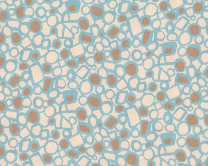 Viskosestoff MOSAIK, Mosaik-Muster, hellblau-hellbraun, Hilco