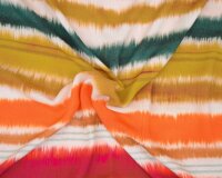 Viskosestoff ECOVERO™ MEXICO, Batik-Streifen, fuchsia-flaschengrün, Hilco