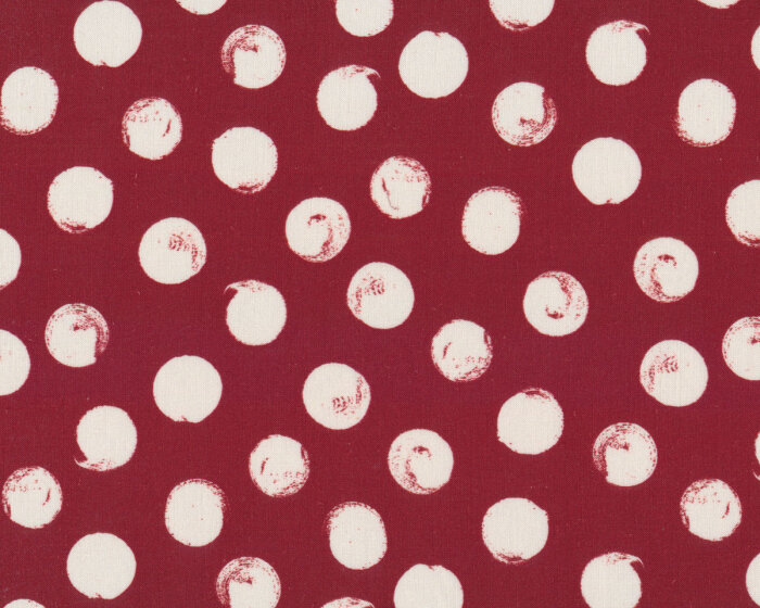 70 cm Reststück Viskose-Leinenstoff SELMA, Tupfenpunkte, rotbraun