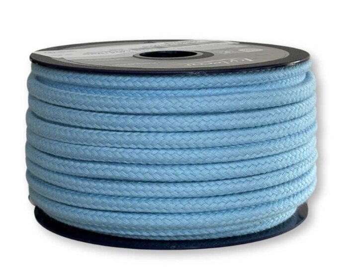Runde Baumwollkordel für Hoodies, 6 mm hellblau