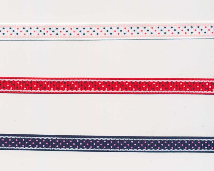 Ripsband JOLA, Punkte, 10 mm breit, 3 Farben