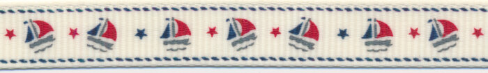 Ripsband LANI, Segelboot, 10 mm breit, 3 Farben creme