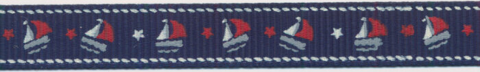 Ripsband LANI, Segelboot, 10 mm breit, 3 Farben dunkelblau