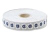 Jacquardband BLÜTE, 15 mm breit, blau-weiß, Kafka