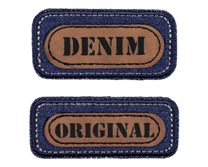 Jeans-Applikation DENIM mit Kunstleder, 2 Stück, Prym