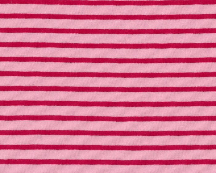45 cm Reststück Baumwoll-Jersey CAMPAN mit Streifen, rosa-rot