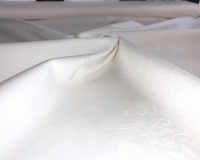 55 cm Reststück Italienischer Jacquard-Baumwollstoff CHERIN, Paisleyblüten, creme