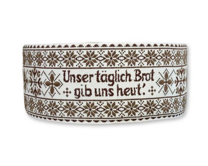18-cm-Rapport Webband VATERUNSER, 80 mm breit, Gebet, Vaupel & Heilenbeck hellbraun-braun