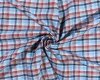 Designer Hemdenstoff RICCI, Glencheck-Karo, blau-rot